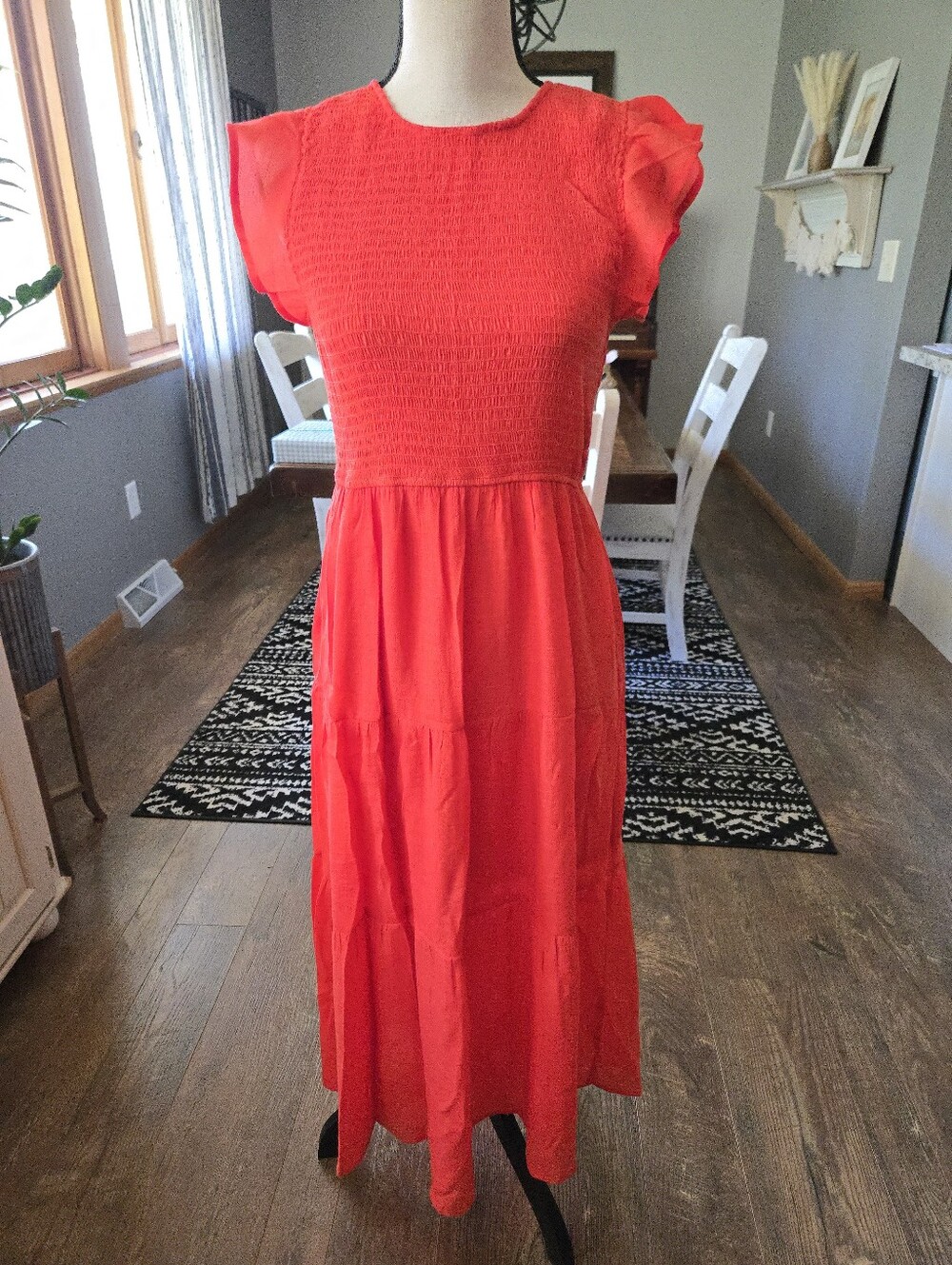 Medium Bright Orangey/red Midi Dress